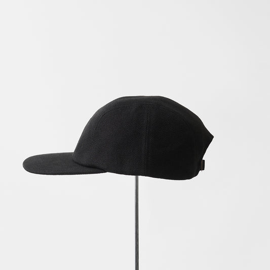 washed linen canvas jet cap side view